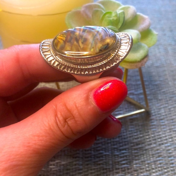 #64 🐯Stunning Silver and Tigers Eye Large Ring 🐯 - Picture 7 of 14